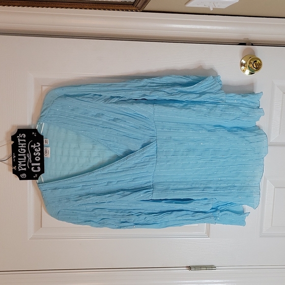 Cato Tops - Cato Blue Sequined Blouse 18/20W Long Sleeve